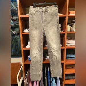 Super soft grey super high rise slim straight jeans